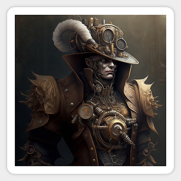 Steampunk Series - The Copper Gunslinger Sticker by AICreateWorlds